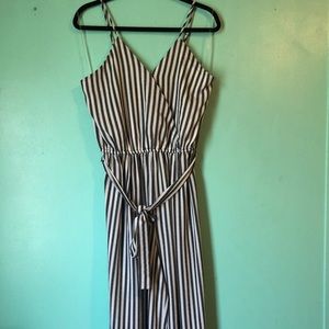 Black and white striped jumper.